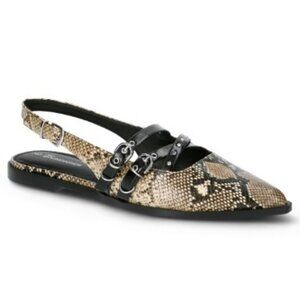 NEW 10 Women's Snakeskin Strappy Flats Sandals